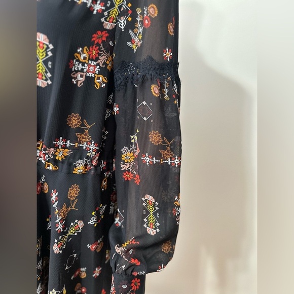 Derek Lam Dress 6 Floral Boho  100 % Silk Multicolor Long Sleeve PB - Picture 4 of 12